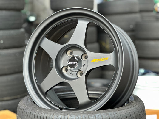 New 16X7 ET36 AOW Flow Formed Spoon Rim (4 wheel) Matt Black 4X100