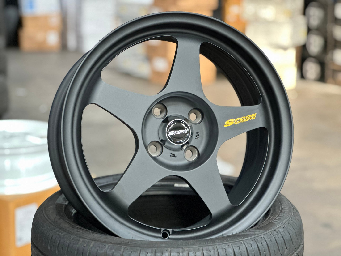 New 16X7 ET36 AOW Flow Formed Spoon Rim (4 wheel) Matt Black 4X100