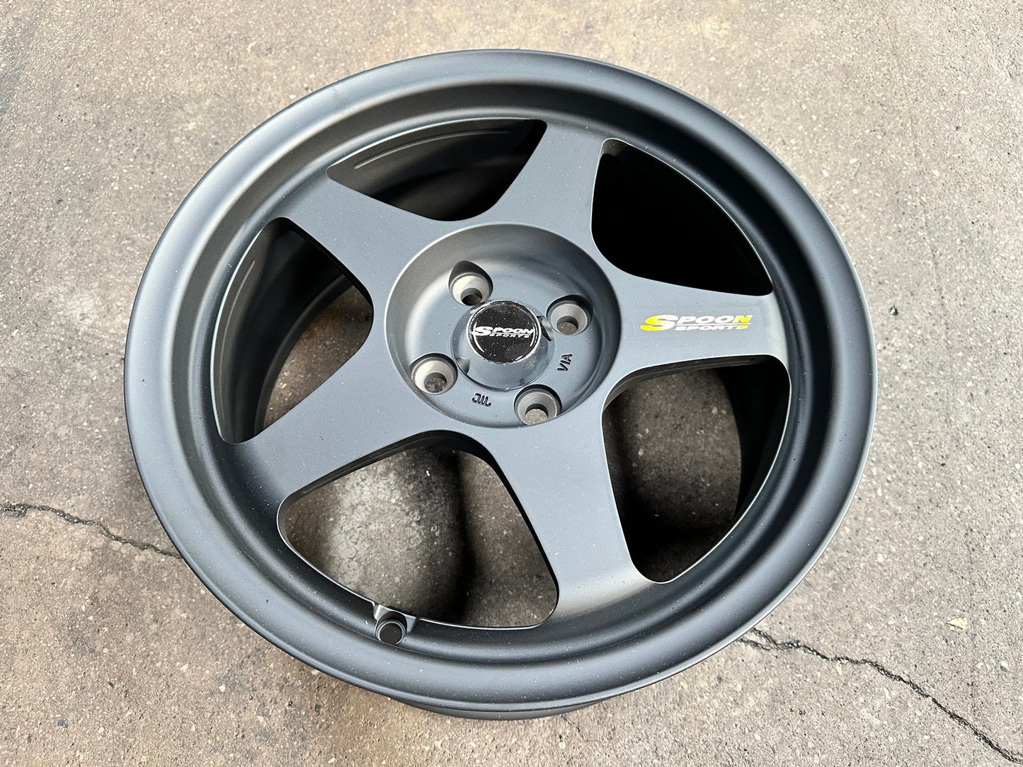 New 16X7 ET36 AOW Flow Formed Spoon Rim (4 wheel) Matt Black 4X100