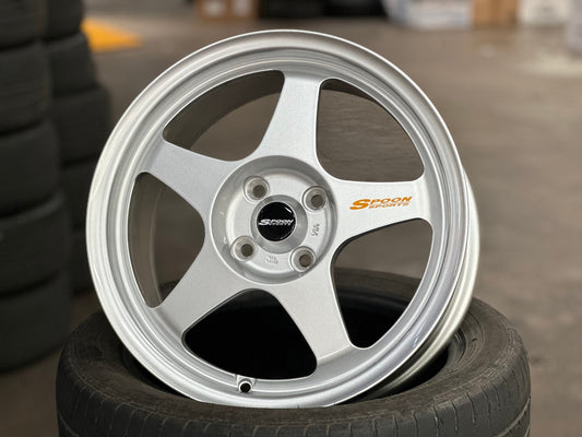 New 16X7 ET36 AOW Flow Formed Spoon Rim (4 wheel) Gloss Silver 4X100