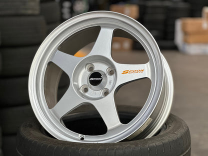 New 16X7 ET36 AOW Flow Formed Spoon Rim (4 wheel) Gloss Silver 4X100