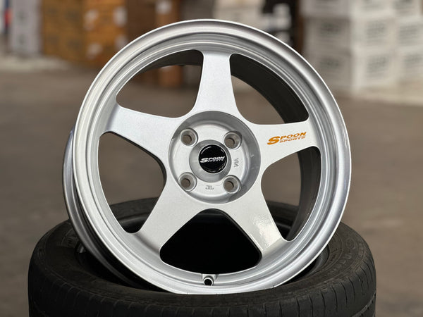 New 16X7 ET36 AOW Flow Formed Spoon Rim (4 wheel) Gloss Silver 4X100