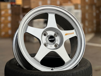 New 16X7 ET36 AOW Flow Formed Spoon Rim (4 wheel) Gloss Silver 4X100