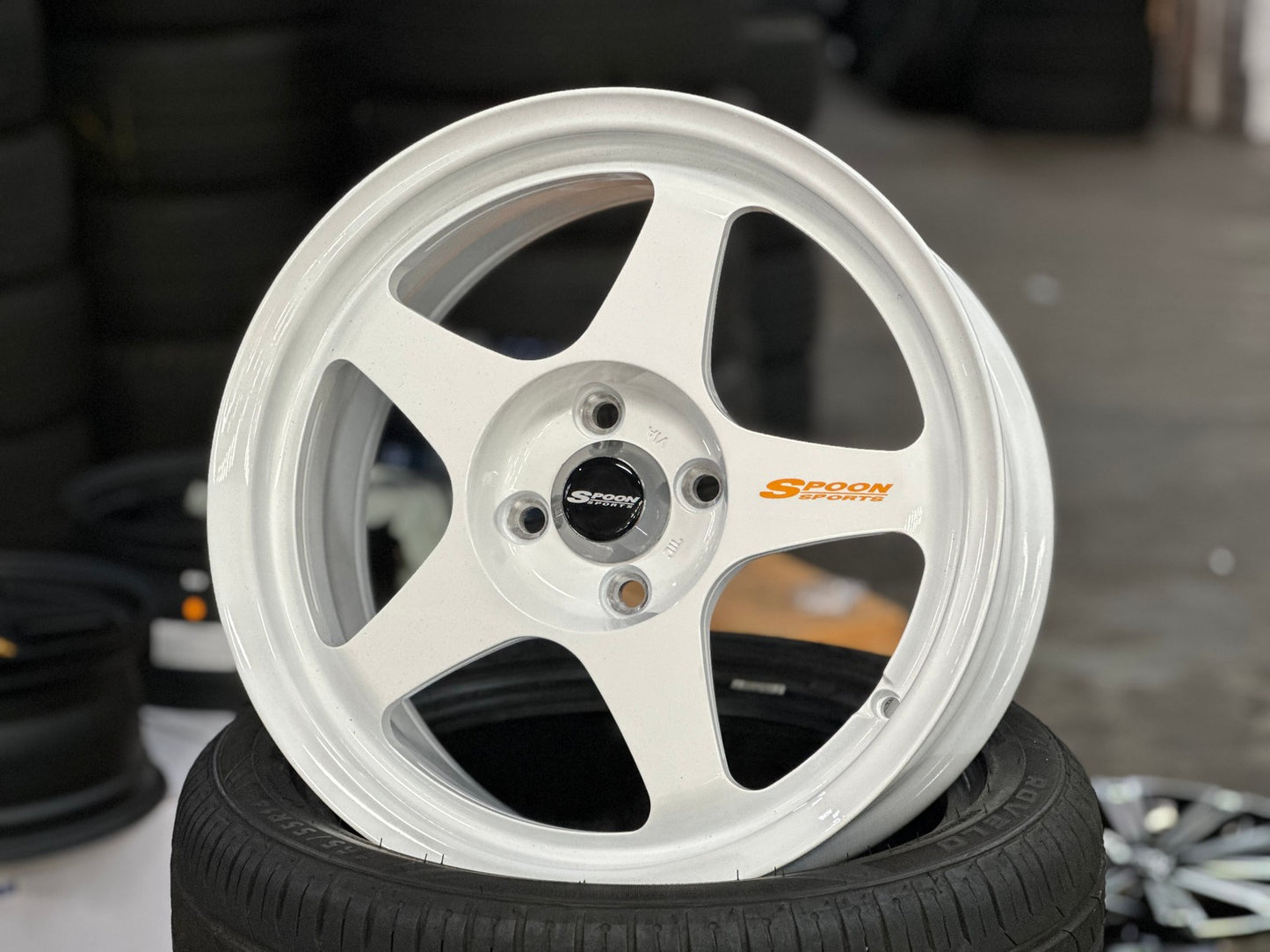New 16X7 ET36 AOW Flow Formed Spoon Rim (4 wheel) Gloss White 4X100