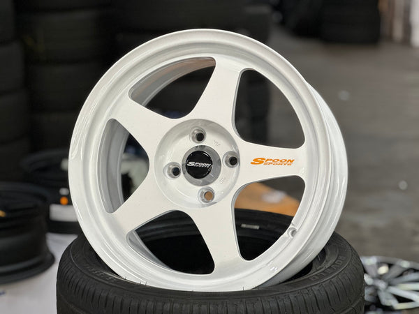 New 16X7 ET36 AOW Flow Formed Spoon Rim (4 wheel) Gloss White 4X100