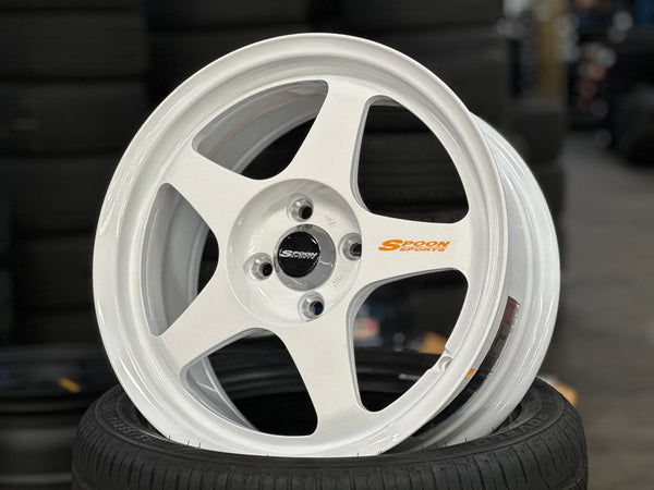 New 16X7 ET36 AOW Flow Formed Spoon Rim (4 wheel) Gloss White 4X100