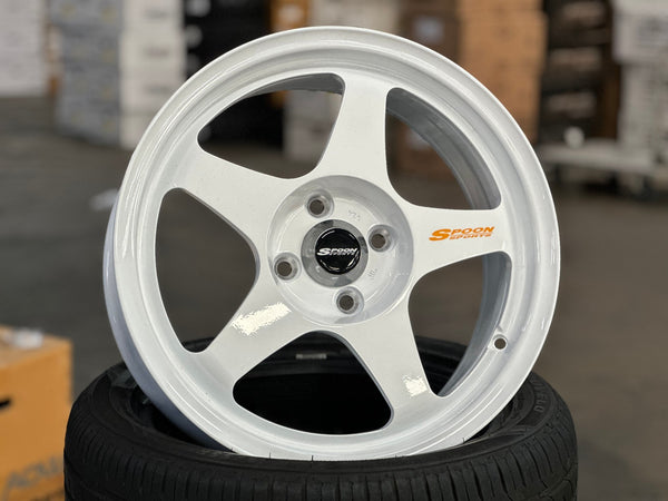 New 16X7 ET36 AOW Flow Formed Spoon Rim (4 wheel) Gloss White 4X100