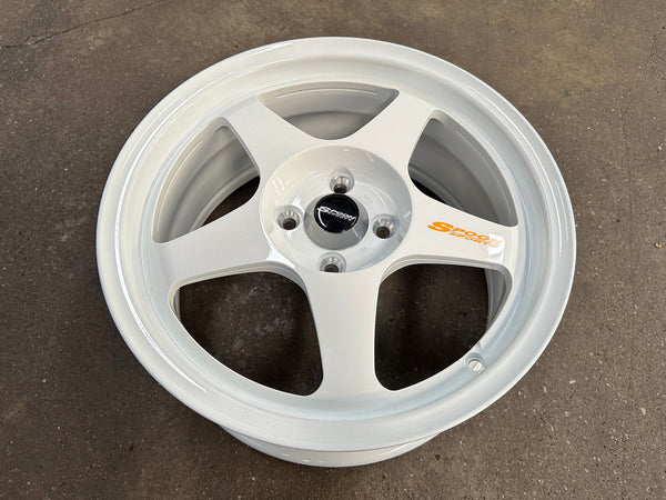 New 16X7 ET36 AOW Flow Formed Spoon Rim (4 wheel) Gloss White 4X100