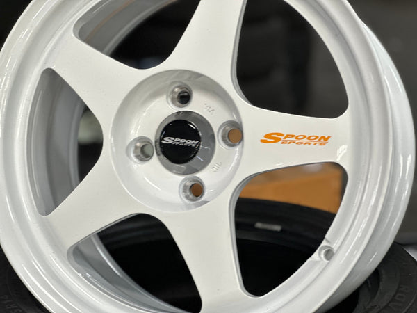 New 16X7 ET36 AOW Flow Formed Spoon Rim (4 wheel) Gloss White 4X100