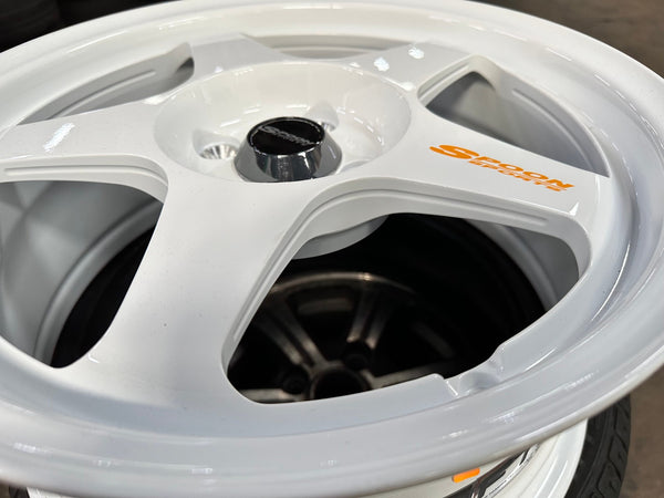 New 16X7 ET36 AOW Flow Formed Spoon Rim (4 wheel) Gloss White 4X100