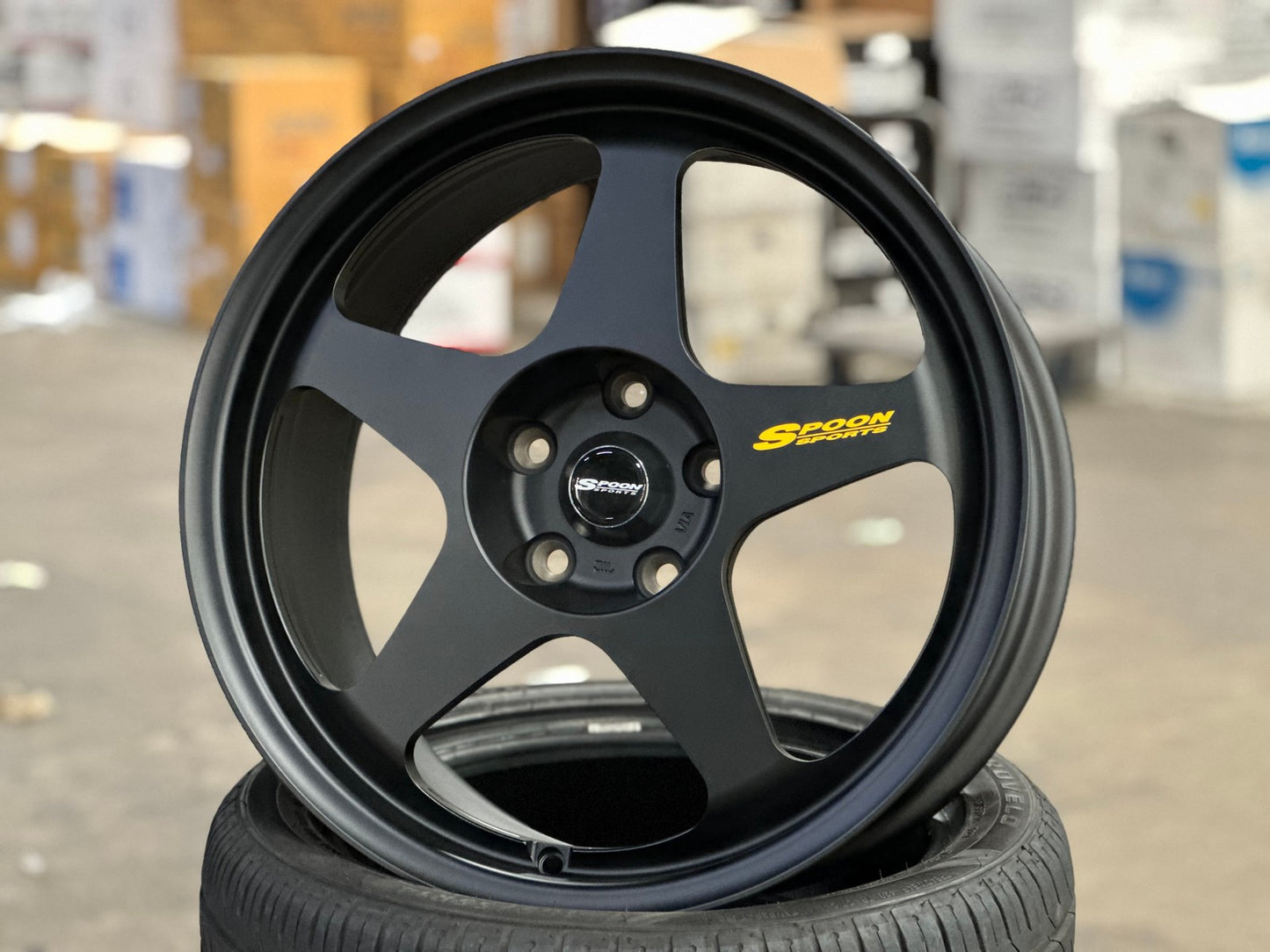 New 18X8.5 ET35 AOW Flow Formed Evo Rim (4 wheel) Matt Black 5X114.3