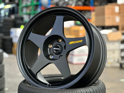 New 18X8.5 ET35 AOW Flow Formed Evo Rim (4 wheel) Matt Black 5X114.3