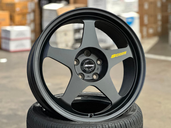 New 18X8.5 ET35 AOW Flow Formed Evo Rim (4 wheel) Matt Black 5X114.3
