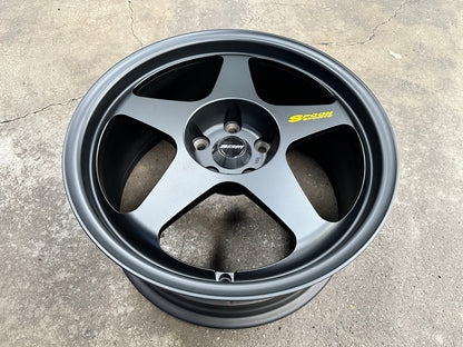 New 18X8.5 ET35 AOW Flow Formed Evo Rim (4 wheel) Matt Black 5X114.3