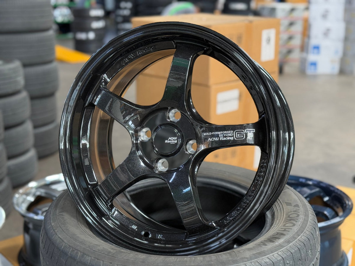 New 16X7 ET40 AOW Flow Formed GT Rim (4 wheel) Gloss Black 4X100