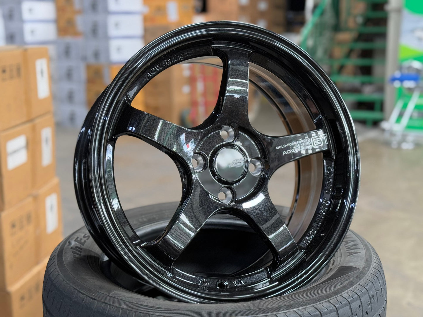 New 16X7 ET40 AOW Flow Formed GT Rim (4 wheel) Gloss Black 4X100