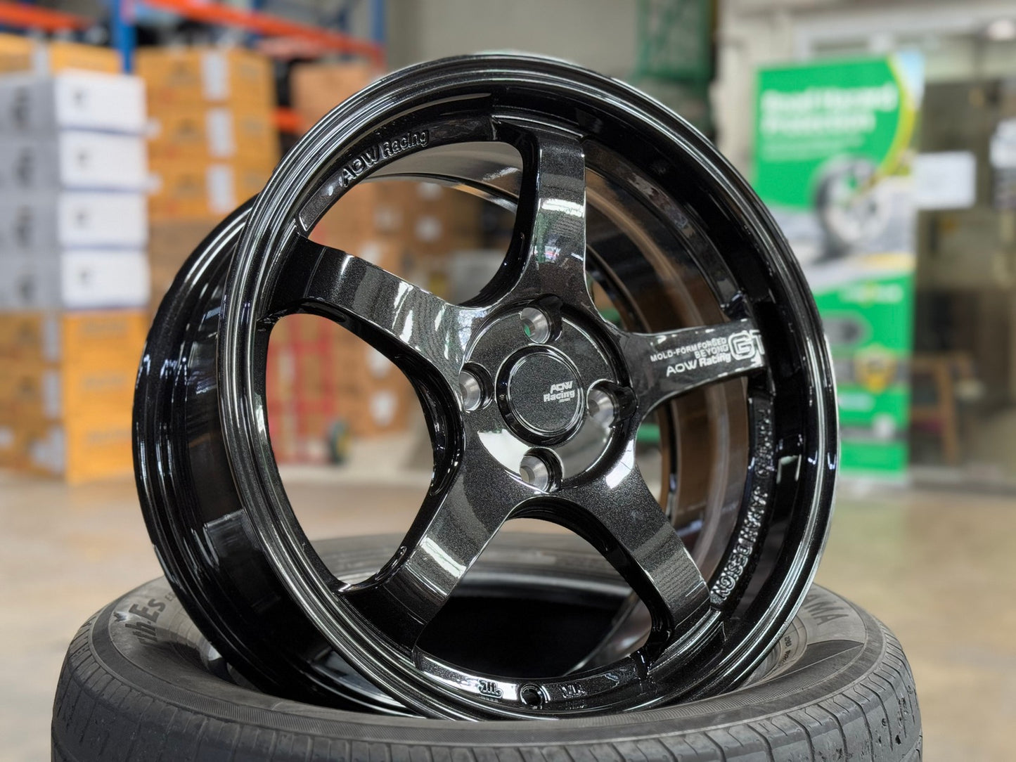 New 16X7 ET40 AOW Flow Formed GT Rim (4 wheel) Gloss Black 4X100