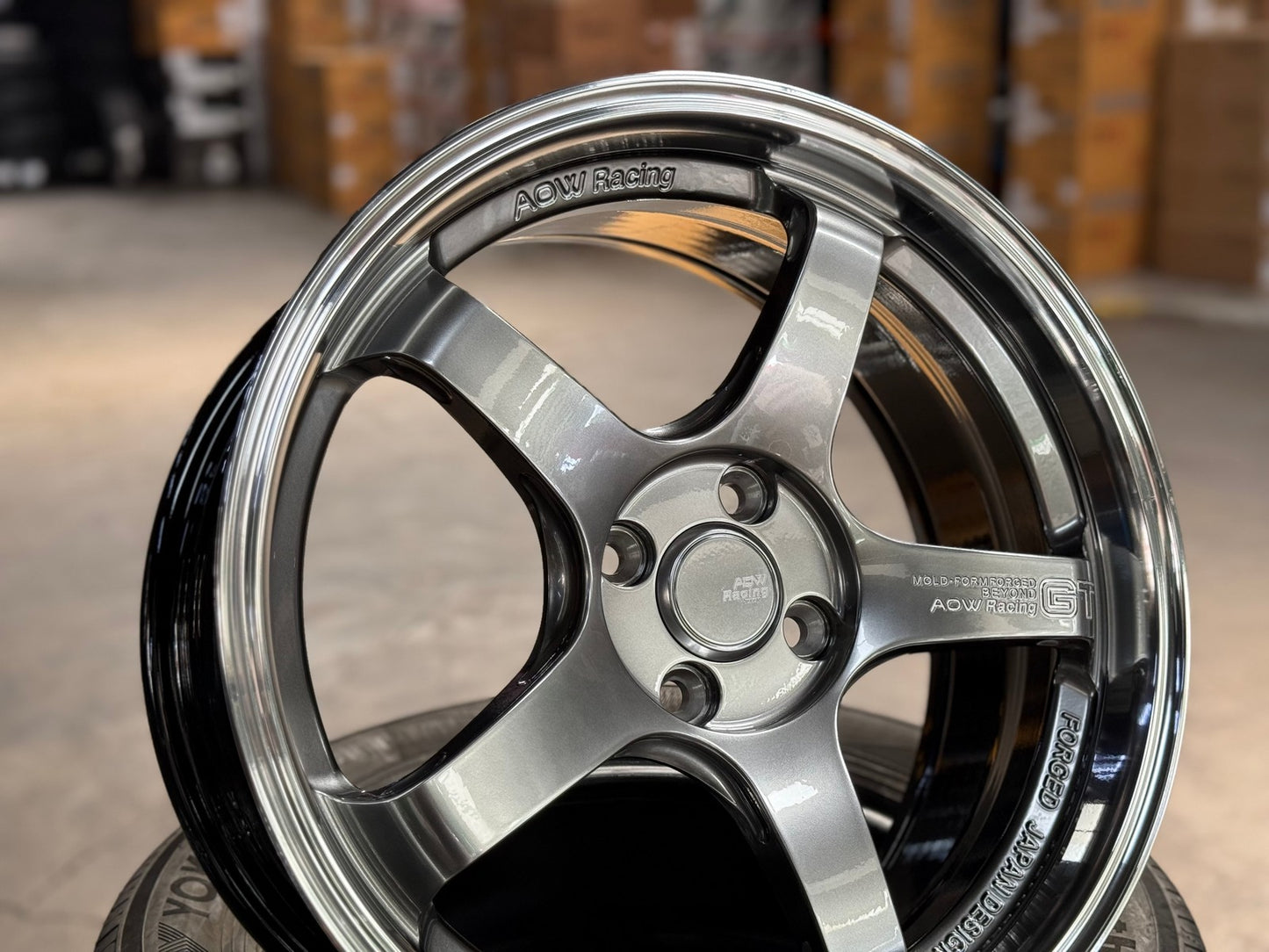 New 17X7.5 ET40 AOW Flow Formed GT Rim (4 wheel) Gloss Gunmetal 4X100