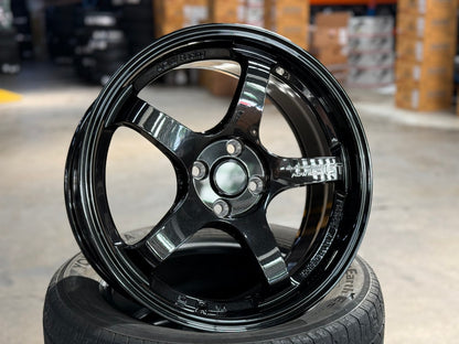 New 17X7.5 ET40 AOW Flow Formed GT Rim (4 wheel) Gloss Black 4X100