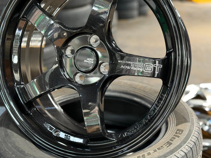 New 17X7.5 ET40 AOW Flow Formed GT Rim (4 wheel) Gloss Black 4X100