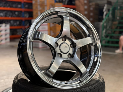 New 17X8 ET35 AOW Flow Formed GT Rim (4 wheel) Hyper Black 5X112