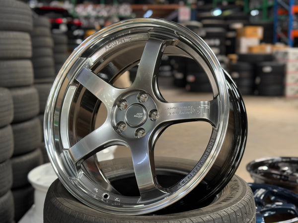New 18X8.5 ET42 AOW Flow Formed GT Rim (4 wheel) Gloss Gunmetal 5X100