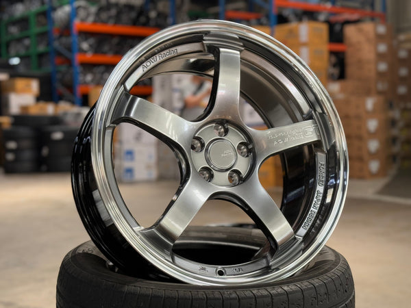 New 18X8.5 ET42 AOW Flow Formed GT Rim (4 wheel) Gloss Gunmetal 5X100