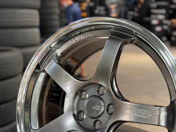 New 18X8.5 ET42 AOW Flow Formed GT Rim (4 wheel) Gloss Gunmetal 5X100