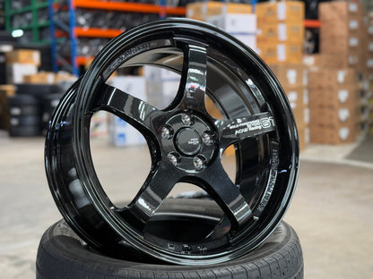 New 18X8.5 ET42 AOW Flow Formed GT Rim (4 wheel) Gloss Black 5X100