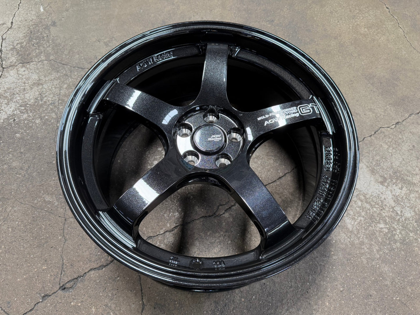 New 18X8.5 ET42 AOW Flow Formed GT Rim (4 wheel) Gloss Black 5X100