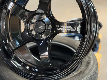 New 18X8.5 ET42 AOW Flow Formed GT Rim (4 wheel) Gloss Black 5X100