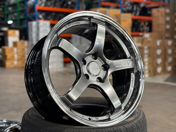 New 18X8.5 ET35 AOW Flow Formed GT Rim (4 wheel) Gloss Gunmetal 5X114.3
