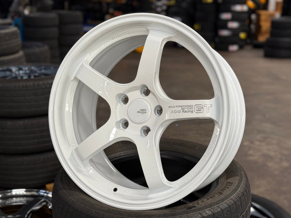 New 18X8.5 ET42 AOW Flow Formed GT Rim (4 wheel) Gloss White 5X114.3
