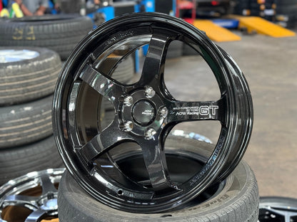 New 18X8.5 ET42 AOW Flow Formed GT Rim (4 wheel) Gloss Black 5X114.3