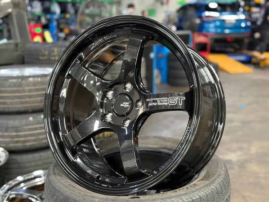 New 18X8.5 ET42 AOW Flow Formed GT Rim (4 wheel) Gloss Black 5X114.3