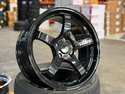 New 18X8.5 ET42 AOW Flow Formed GT Rim (4 wheel) Gloss Black 5X112