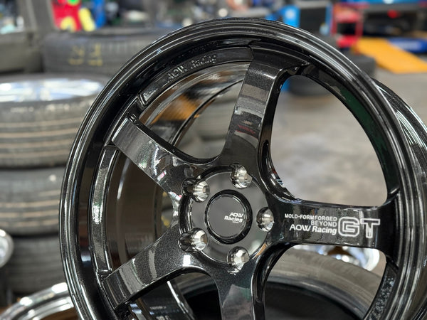 New 18X8.5 ET42 AOW Flow Formed GT Rim (4 wheel) Gloss Black 5X114.3