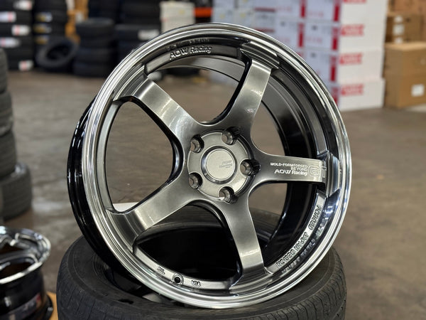 New 18X8.5 ET42 AOW Flow Formed GT Rim (4 wheel) Gloss Gunmetal 5X112