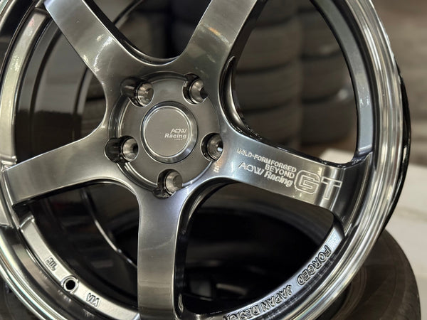 New 18X8.5 ET42 AOW Flow Formed GT Rim (4 wheel) Gloss Gunmetal 5X112