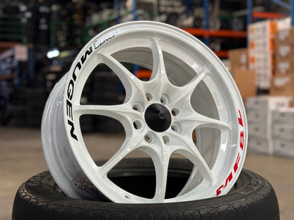 New 16X7 ET40 AOW Flow Formed MF8 Rim (4 wheel) Gloss White 4X100 Sticker
