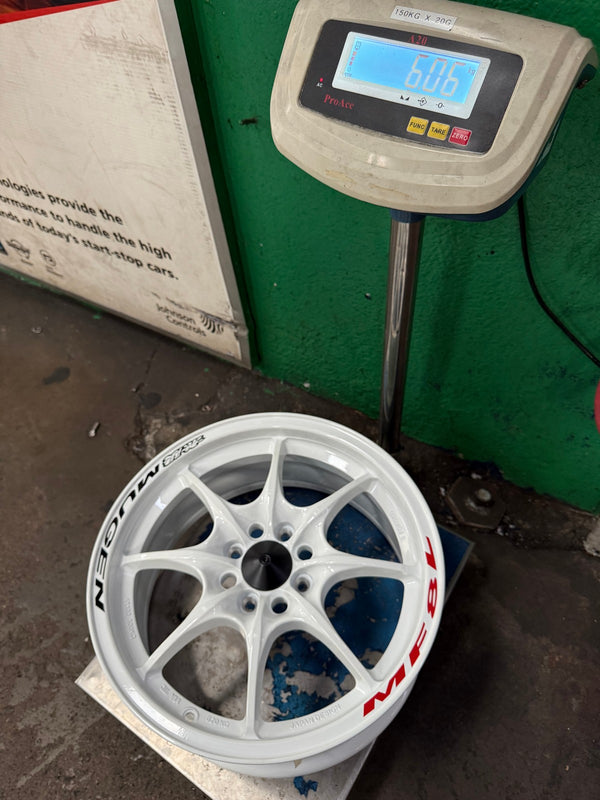 New 16X7 ET40 AOW Flow Formed MF8 Rim (4 wheel) Gloss White 4X100 Sticker