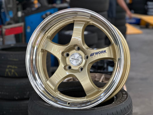 New 18X8.5 ET35 AOW Flow Formed S1R Rim (4 wheel) Gloss Gold 5X114.3
