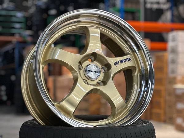 New 18X8.5 ET35 AOW Flow Formed S1R Rim (4 wheel) Gloss Gold 5X114.3