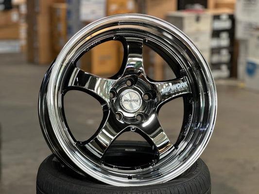 NEW 18X8.5 ET35 AOW S1R Flow Formed Rim (4 wheel) Black Chrome Polished Lip 5X114.3