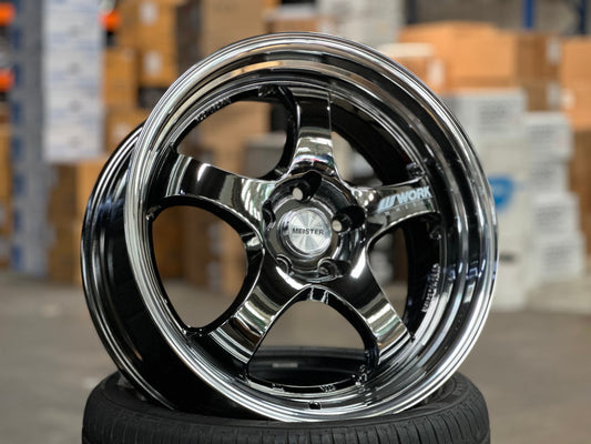 NEW 18X8.5 ET35 AOW S1R Flow Formed Rim (4 wheel) Black Chrome Polished Lip 5X112