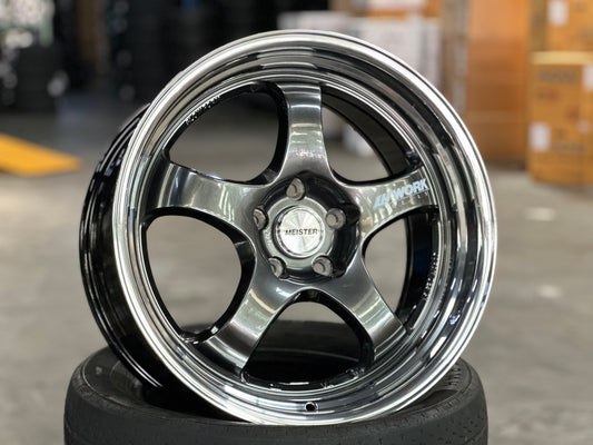 NEW 18X9.5 ET40 AOW S1R Flow Formed Rim (4 wheel) Hyper Dark Polished Lip 5X114.3