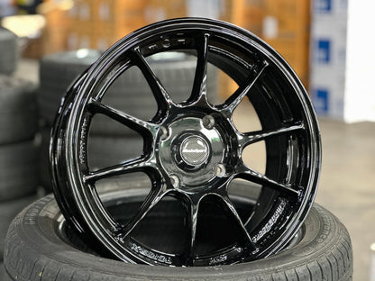 New 15X7 ET35 AOW Flow Formed TC105X Rim (4 wheel) Gloss Black 4X114.3
