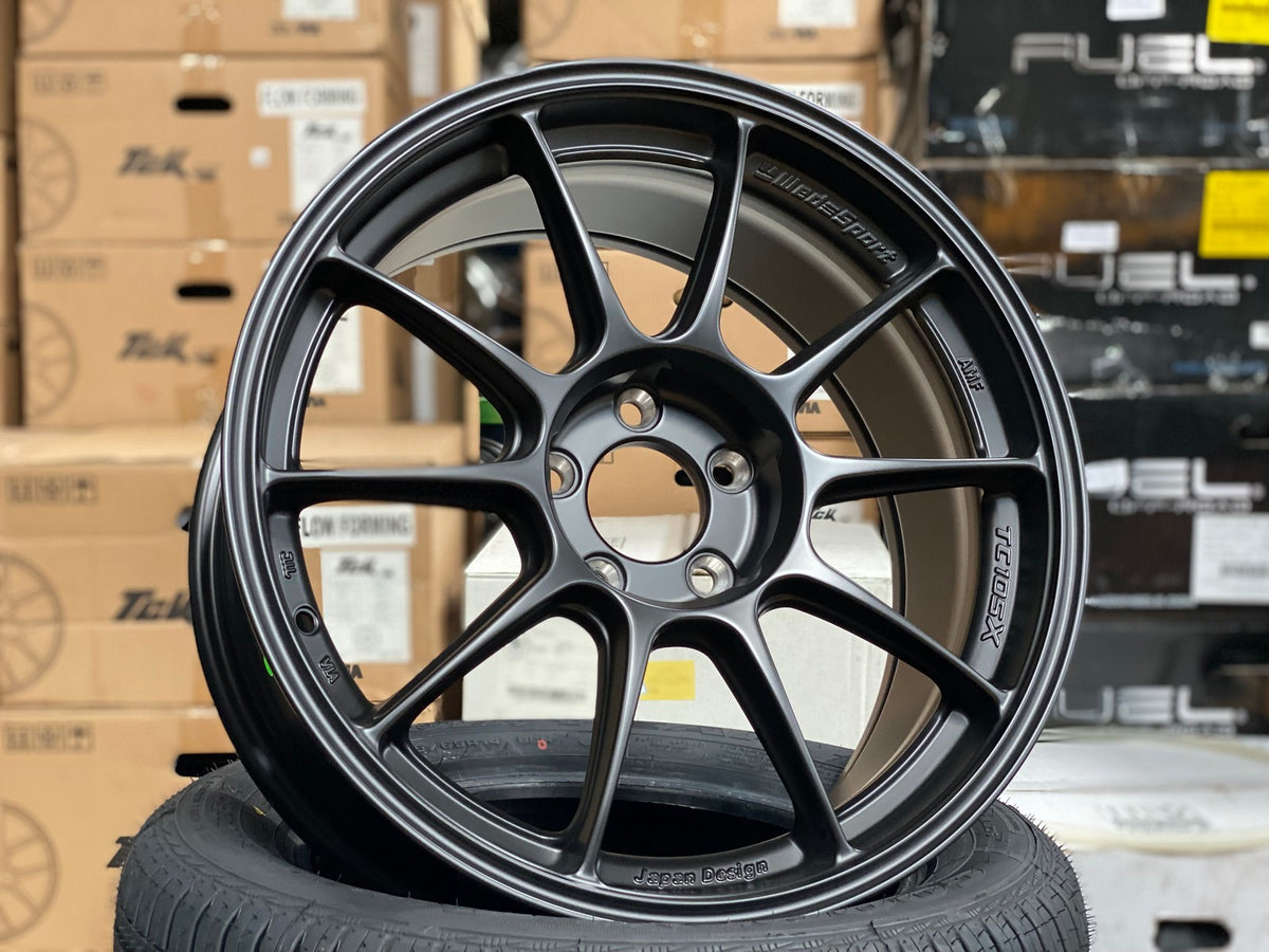 NEW 18X8.5 ET35 AOW TC105X Flow Formed Rim (4 wheel) Matte Black 5X112