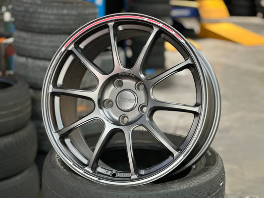 New 18X8.5 ET43 AOW Flow Formed ZE40 Rim (4 wheel) Matt Gunmetal 5X112