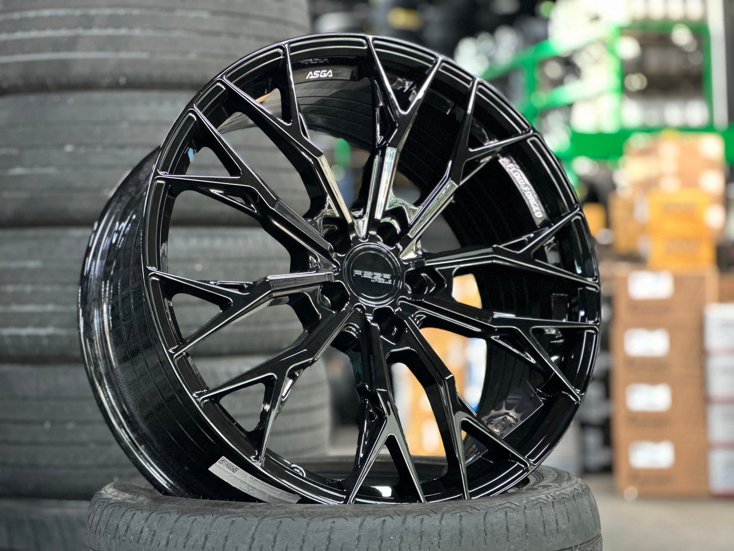 New 19X8.5 ET43 Asga ARF10 Rim (4 wheel) Gloss Black 5X108